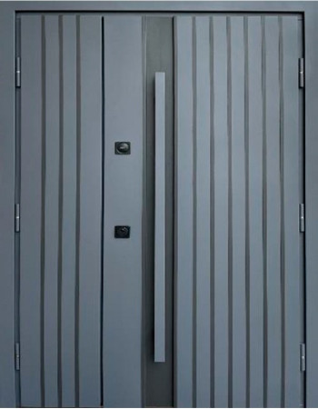 Вхідні двері Айрон колір Антрацит пісок/Білий атлас 1200 мм (полуторна) довга ручка антрацит/чорна