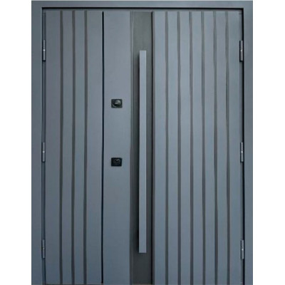 Входные двери Айрон цвет Антрацит песок/Белый атлас 1200 мм (полуторная) длинная ручка антрацит/черная