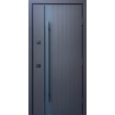 Двери уличные Strong модель Айрон, Ral 8019 песок коричневый/Белый атлас vin