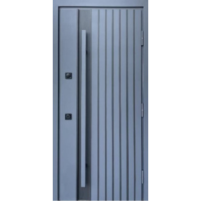 Двери уличные Strong модель Айрон, Графит G1298 песок/белый атлас vin