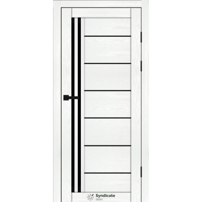 Міжкімнатні двері модель SD-PVC-114 Біла структура скло чорне BLK Syndicate Doors