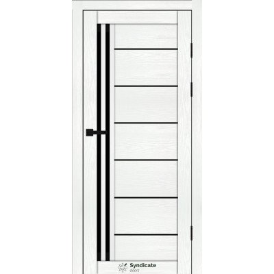 Межкомнатные двери модель SD-PVC-114 Белая Структура стекло черное BLK Syndicate Doors