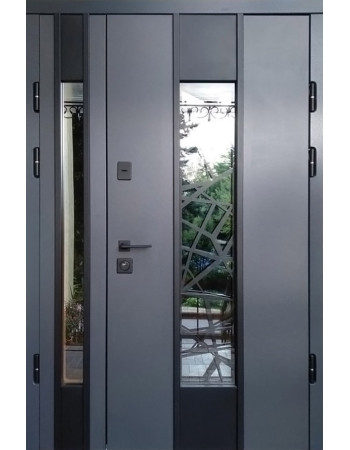 Двери полуторные TermoPlast 22-10 Thermo Steel PREMIUM антрацит\пвх-05