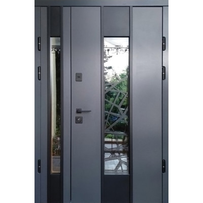 Двери полуторные TermoPlast 22-10 Thermo Steel PREMIUM антрацит\пвх-05